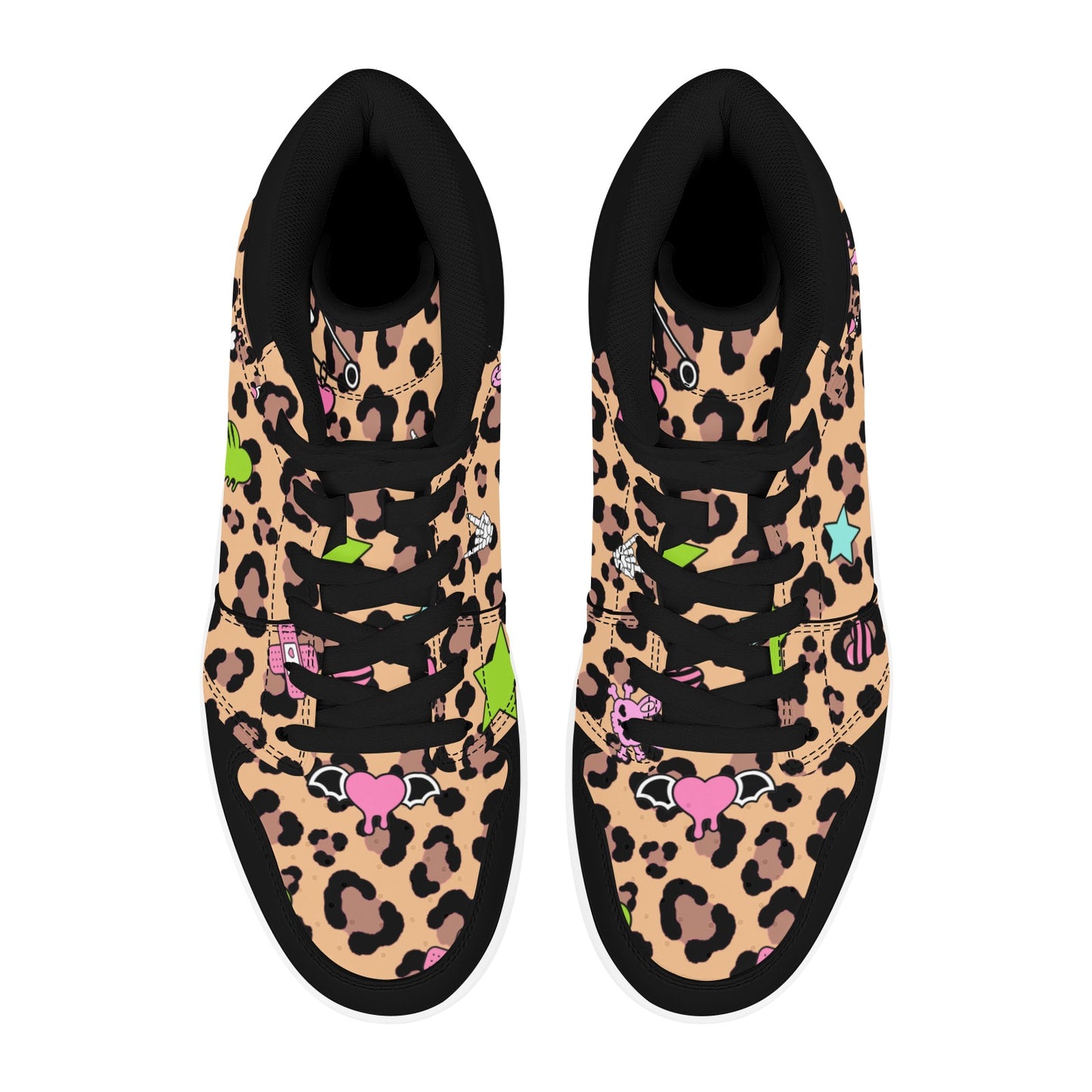 Leopard Bunny Skull Women's High Top Sneakers