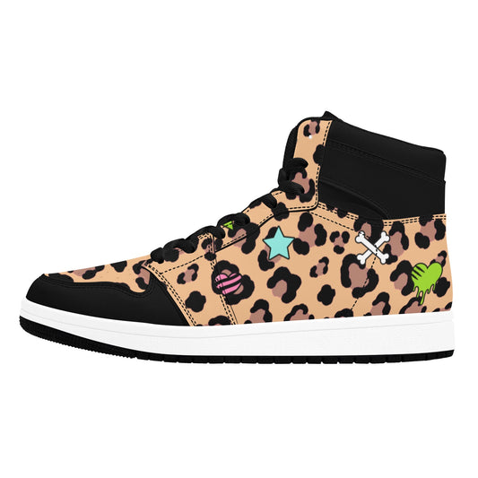 Leopard Bunny Skull Women's High Top Sneakers