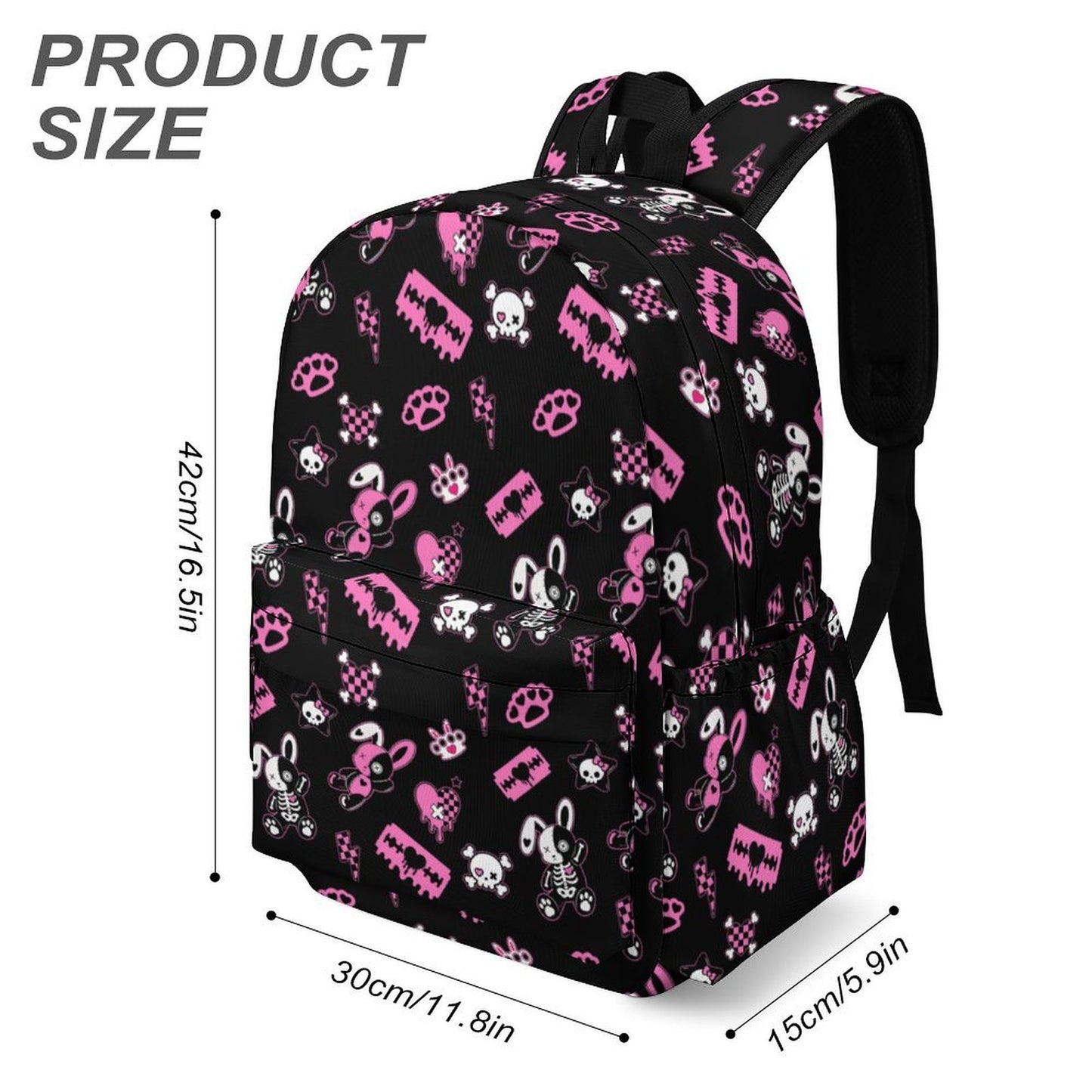Bunni Riot Scene Backpack – Pink & Black Emo Print