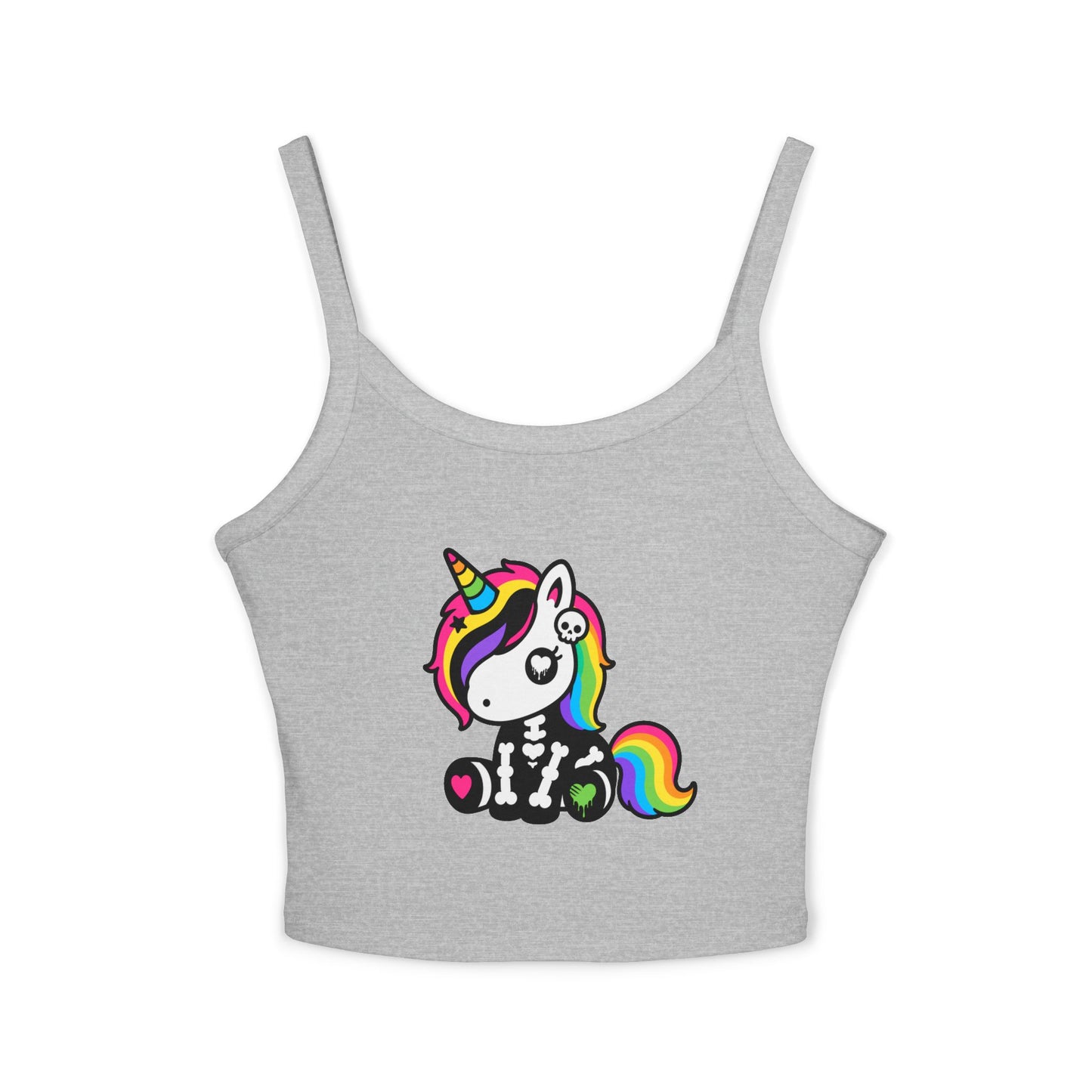 Rainbow Skeleton Unicorn Crop Tank Top – Scene Kid Style, XS–2XL