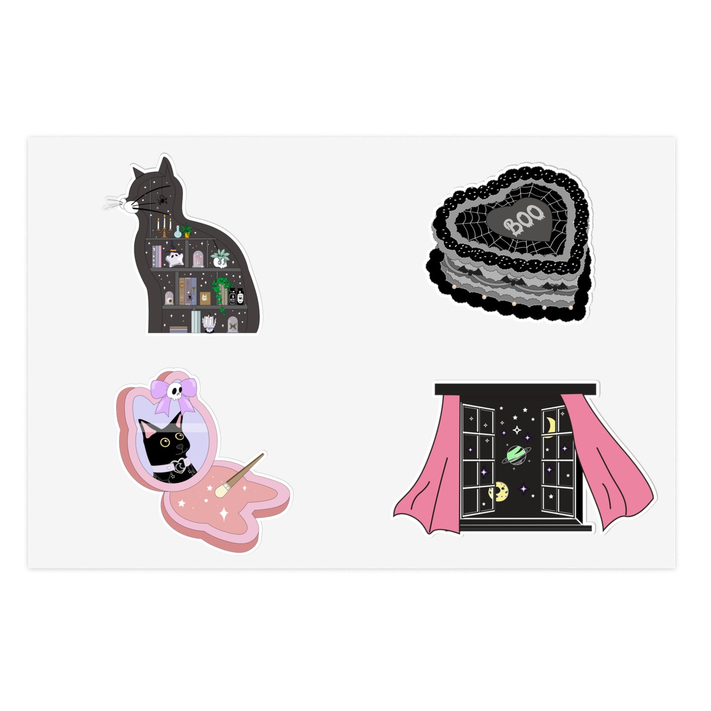 Kawaii Goth Kitty Sticker Sheets