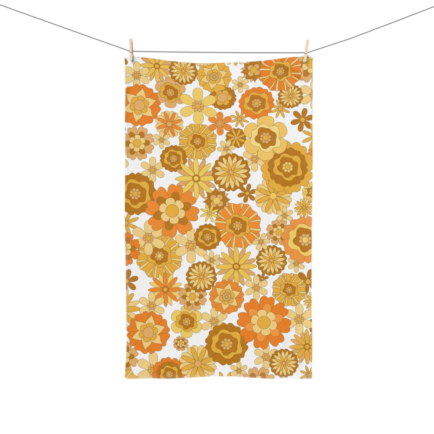 Groovy Retro 70s Vibe Flower Child Hand Towel