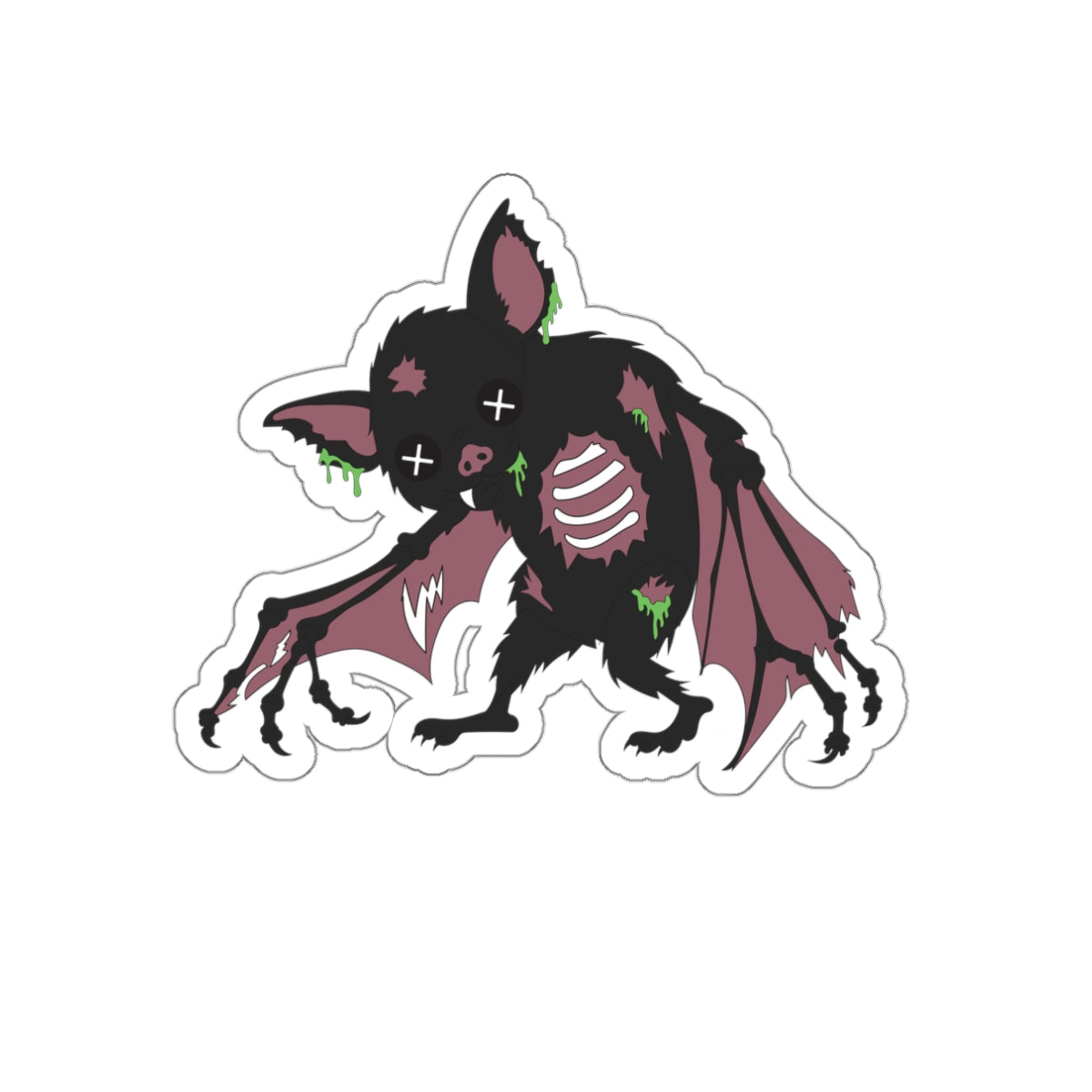 Zombie Bat Die-Cut Sticker — Cute Spooky Horror Sticker for Laptops & Journals
