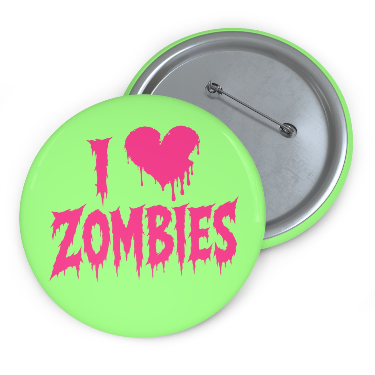 I Heart Zombies pin button | Custom Pin Button, Neon Green Goth Horror