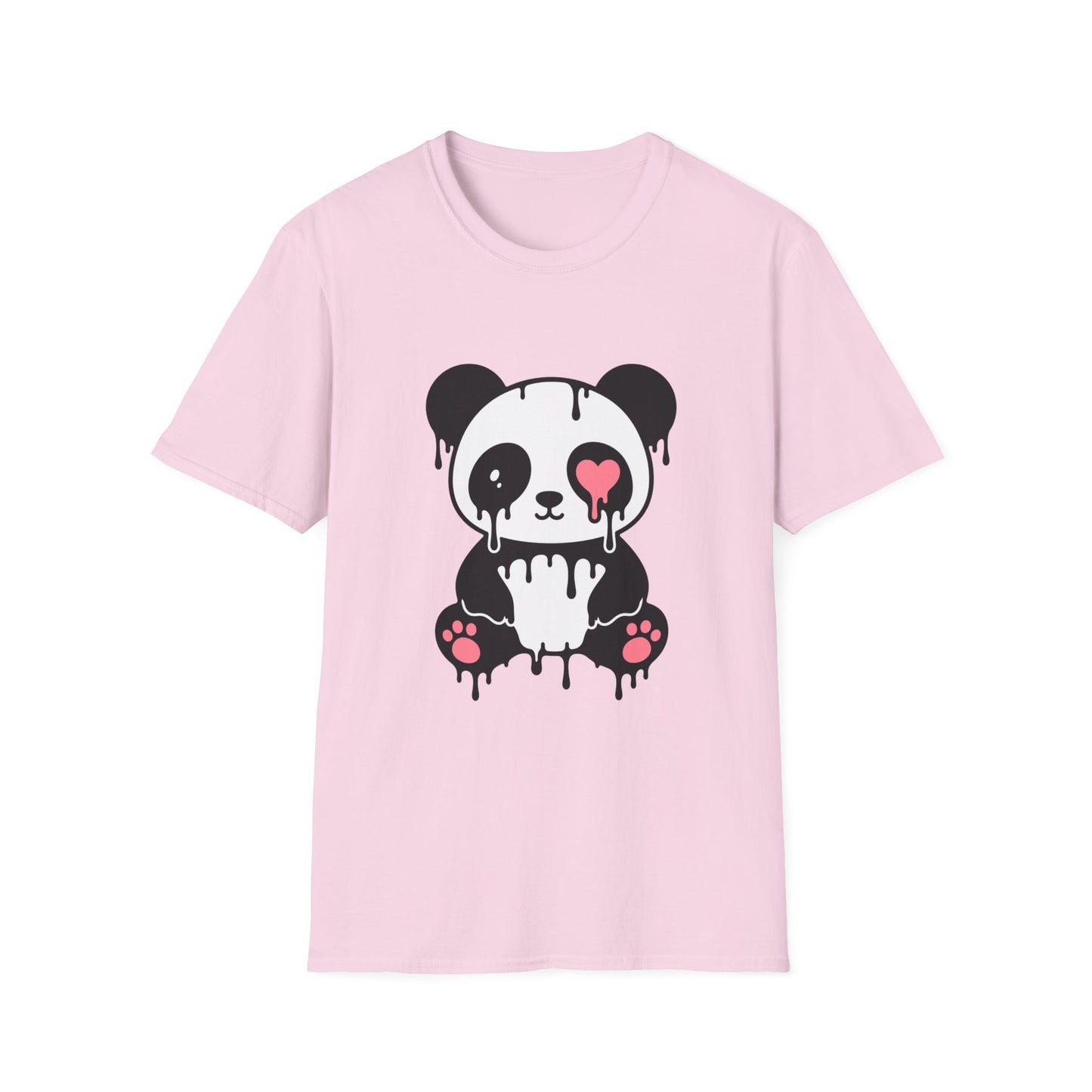 Drippy Panda Heart T-Shirt — Cute Grunge Panda Tee with Pink Heart Eye