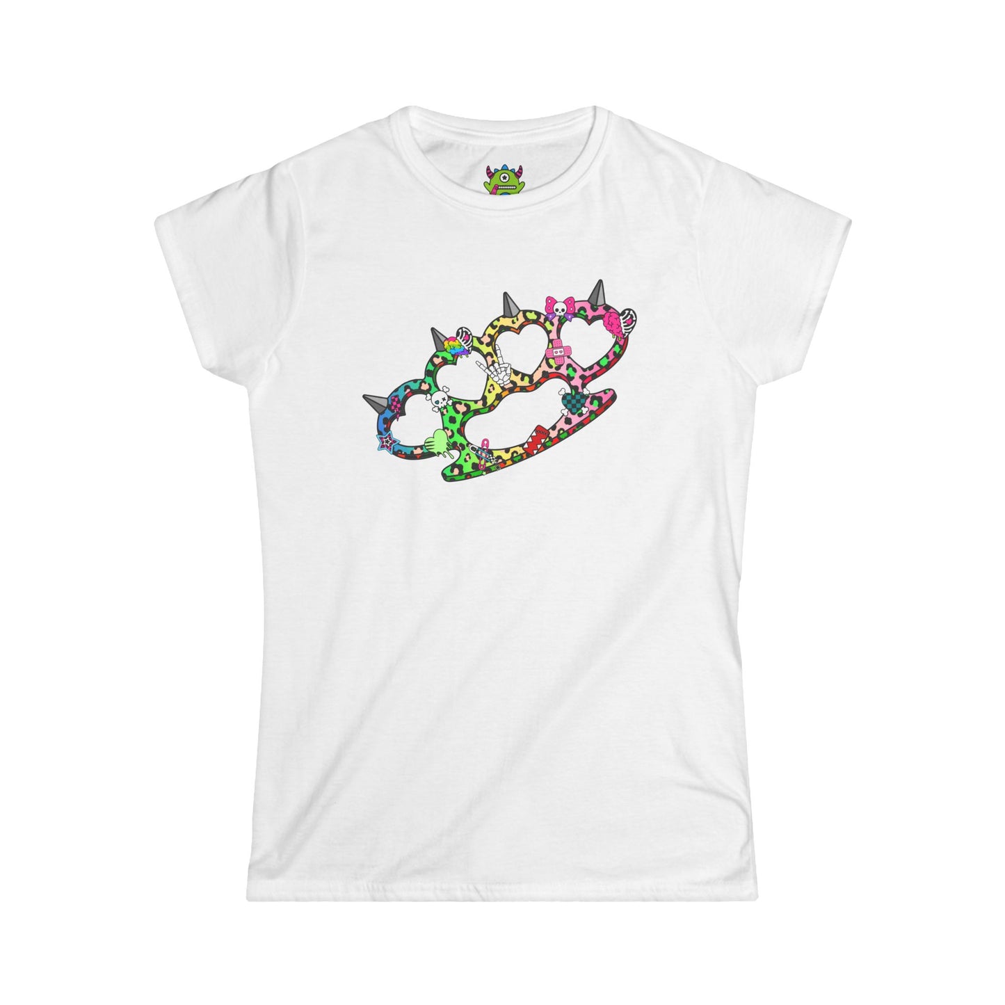 Rainbow Brass Knuckle Women's Graphic Tee – Emo Scene Y2K Baby Tee