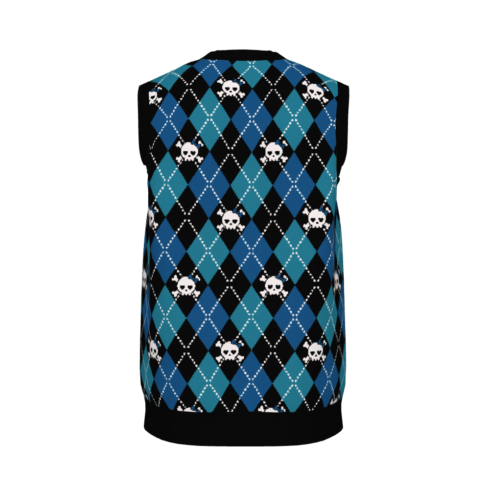 Dead Cute Skull Argyle Knitted Sweater Vest