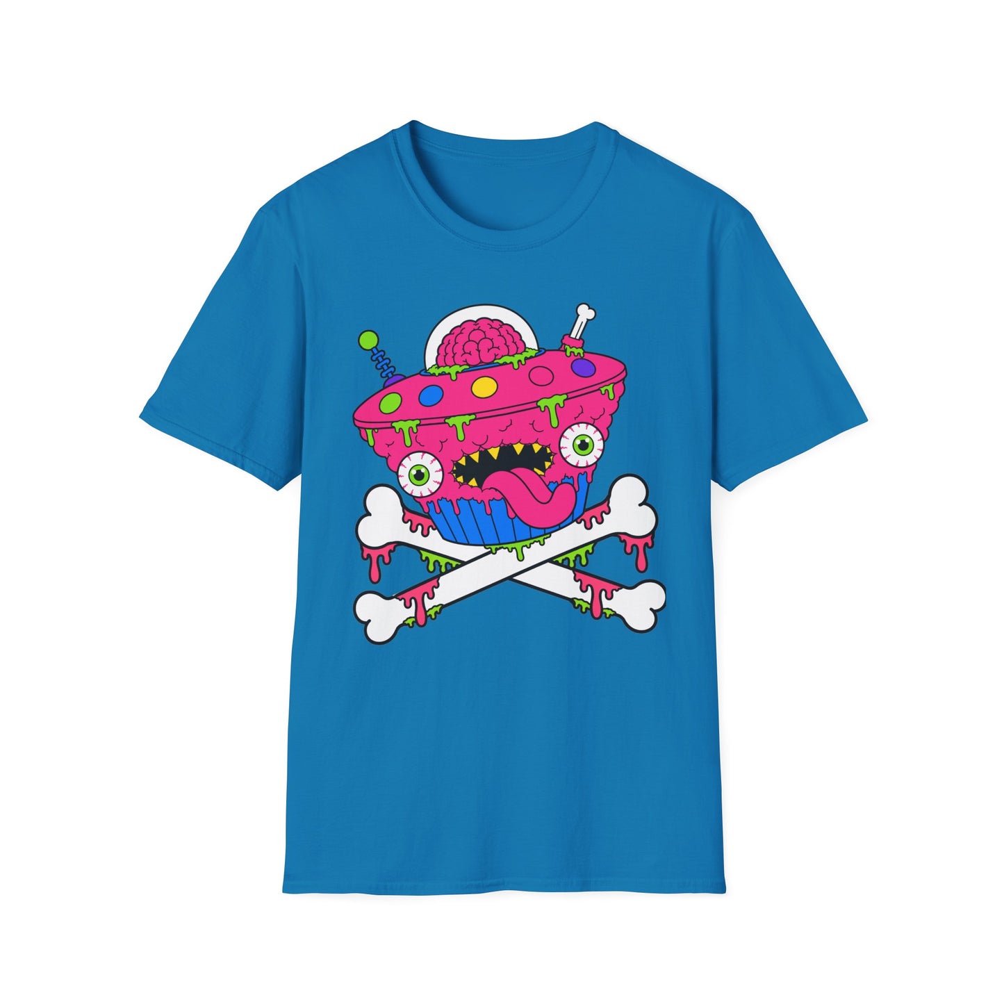 Alien UFO Monster T-Shirt — Pink Brain Spaceship Graphic Tee