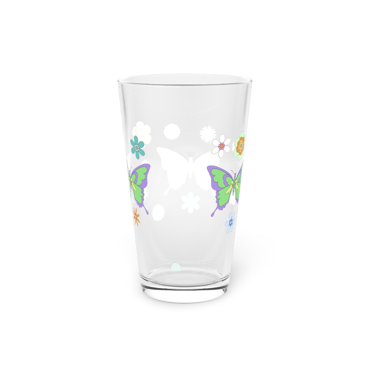 Retro Hippies Butterfly Pint Glass