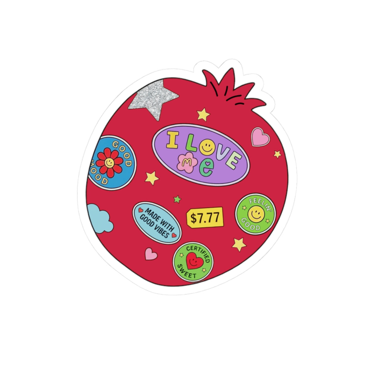 Pomegranate Sticker – Cute Collage Vinyl Sticker
