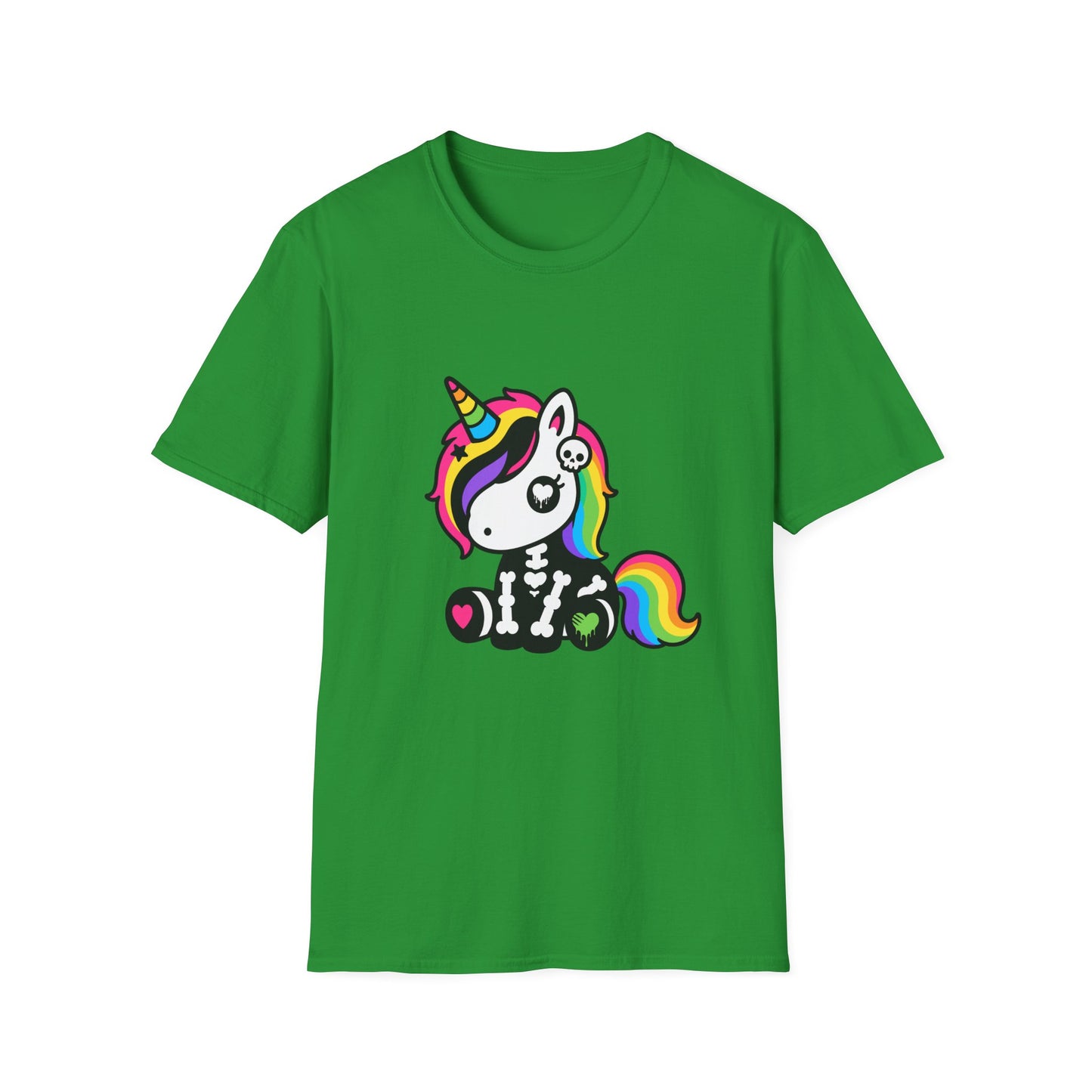 Rainbow Skeleton Unicorn Unisex T-Shirt – Scene Kid Style, S–4XL