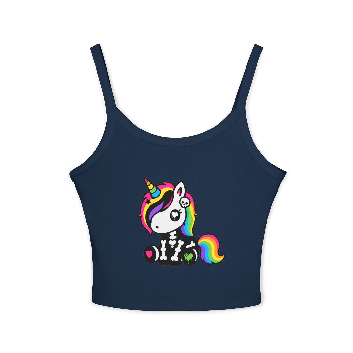 Rainbow Skeleton Unicorn Crop Tank Top – Scene Kid Style, XS–2XL