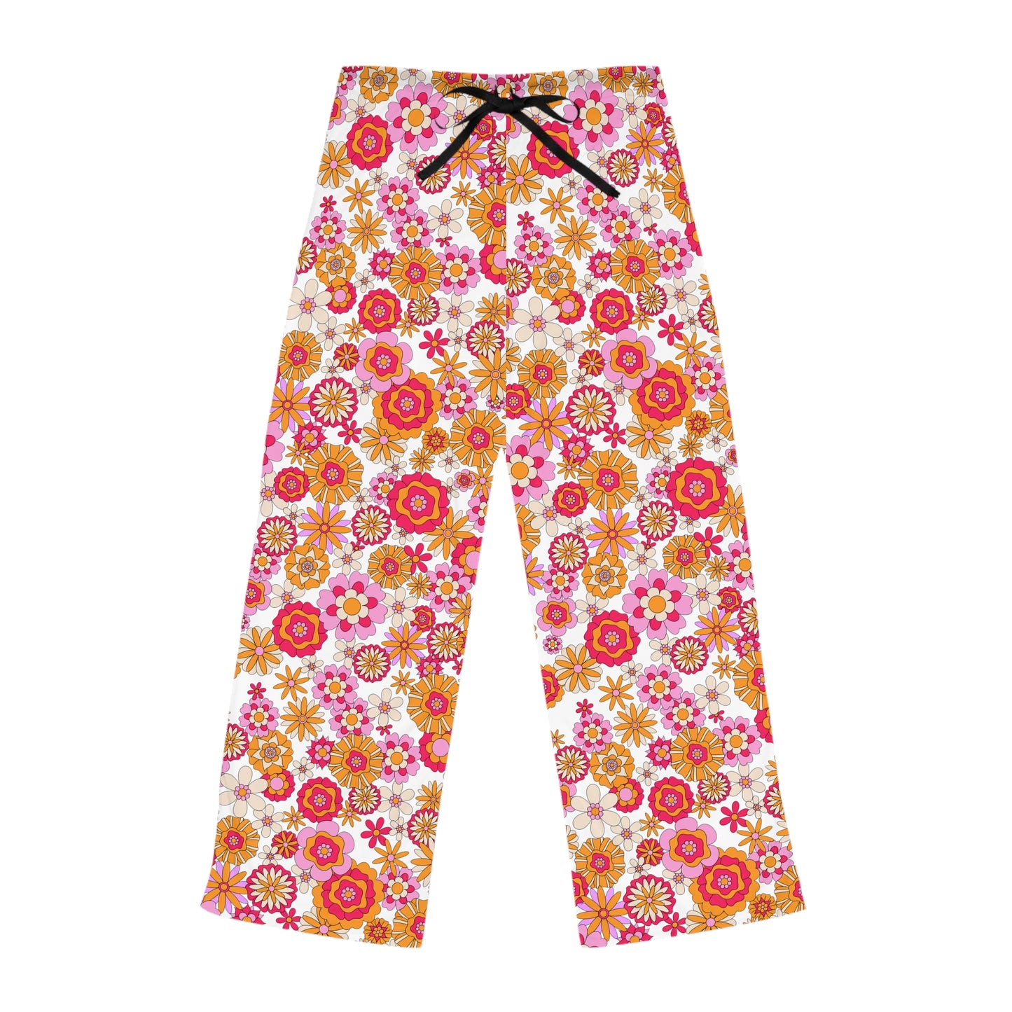 Retro Flower Child Pink Pajama Pants