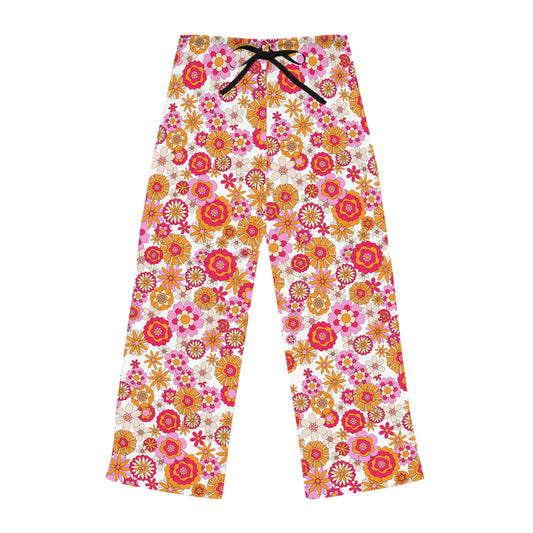 Retro Flower Child Pink Pajama Pants