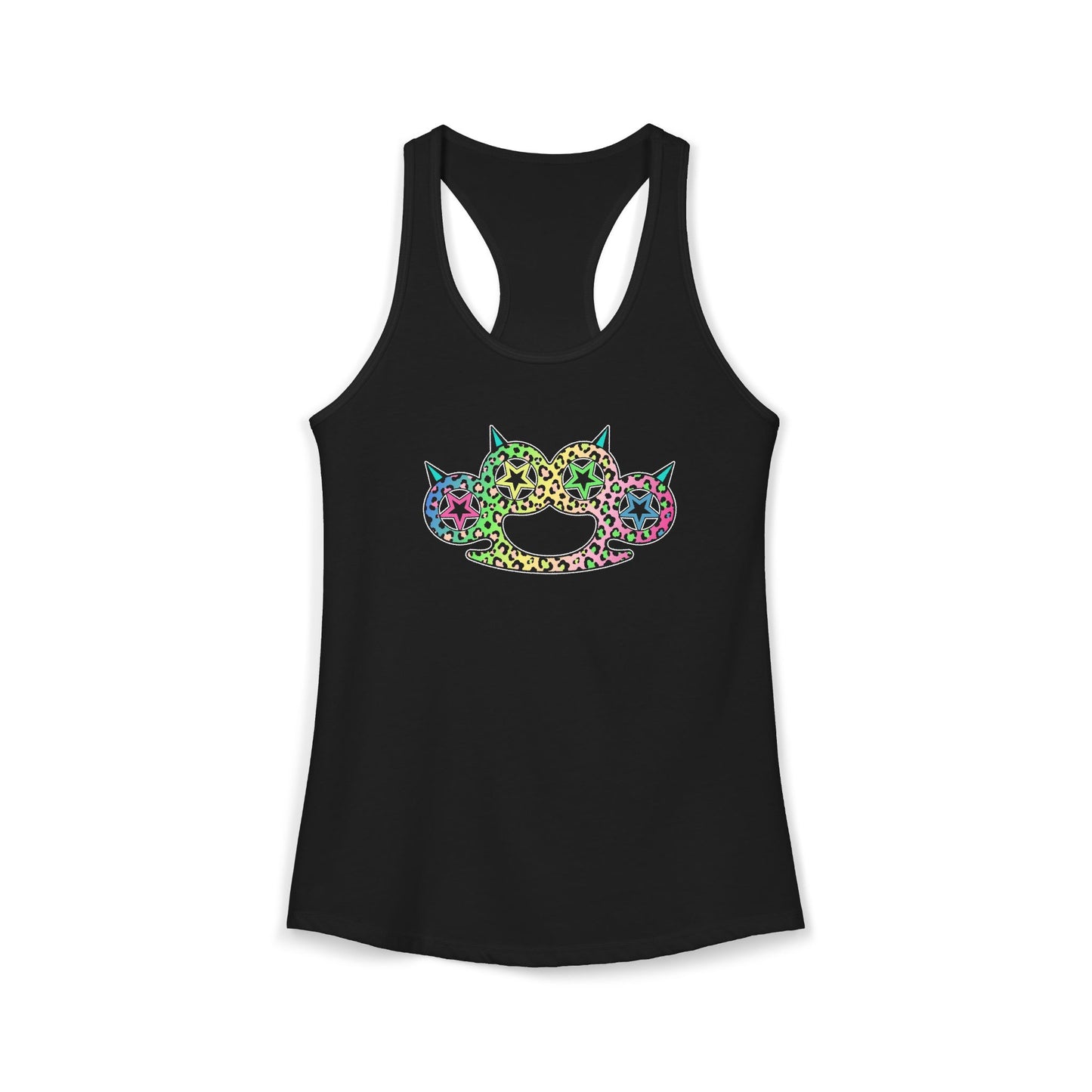 Rainbow Heart Brass Knuckle Women's Racerback Tank Top – Emo Scene Y2K Summer Tank