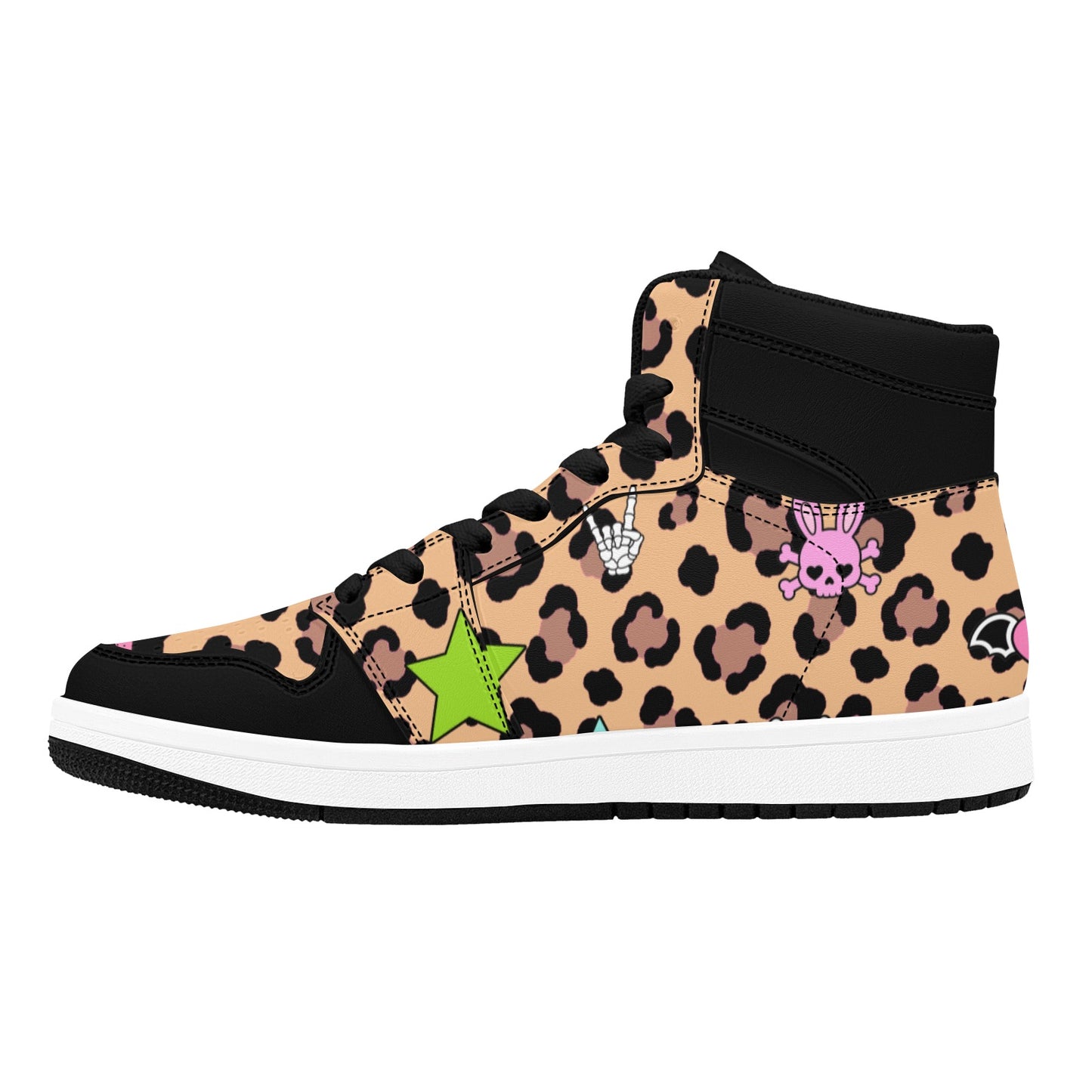 Leopard Bunny Skull Women's High Top Sneakers