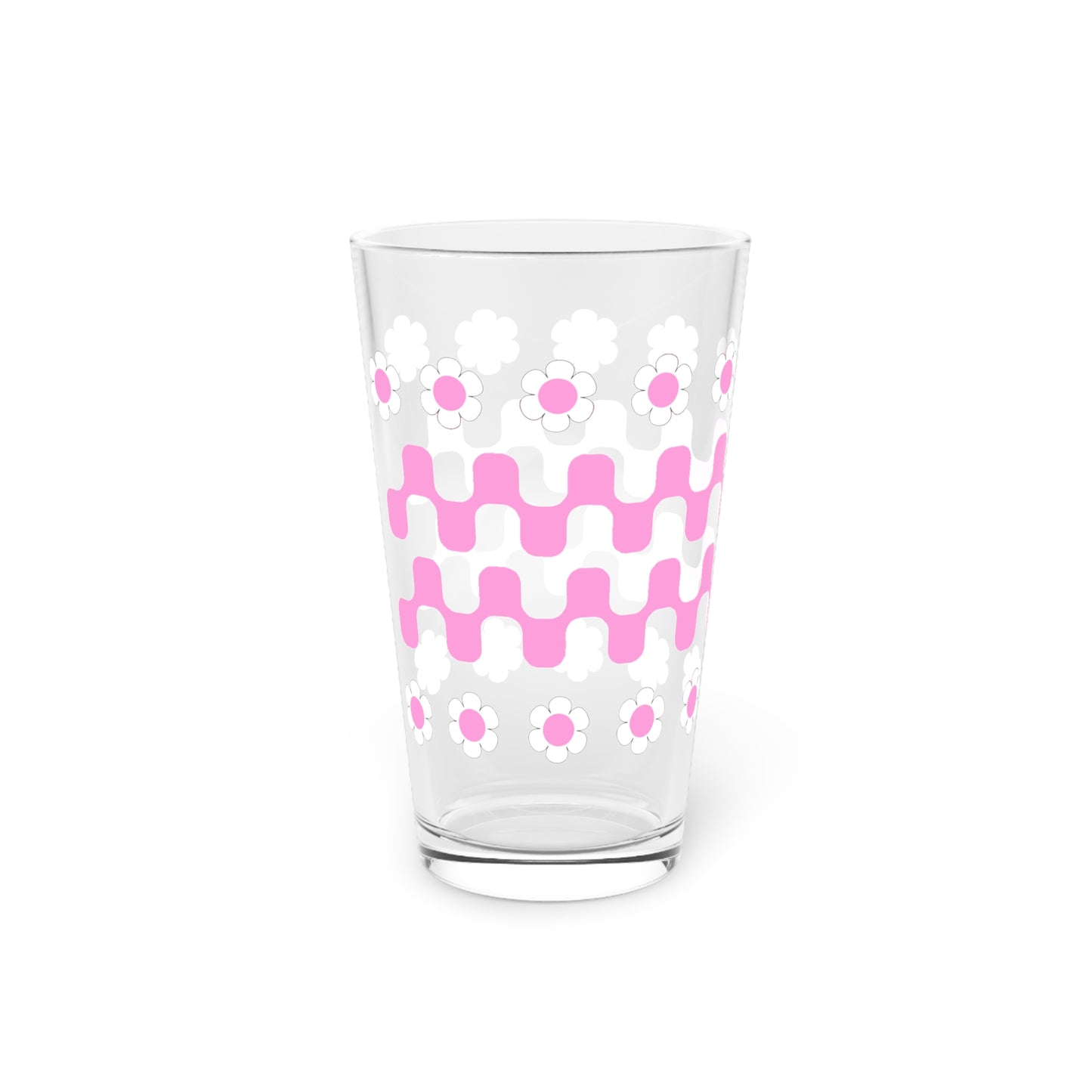 Retro Flower Child Squiggly Pint Glass