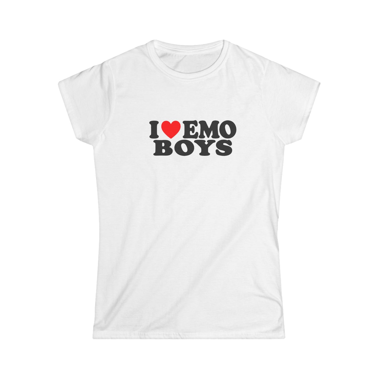 I Love Emo Boys Women’s Tee | Pink Scene Graphic T-Shirt