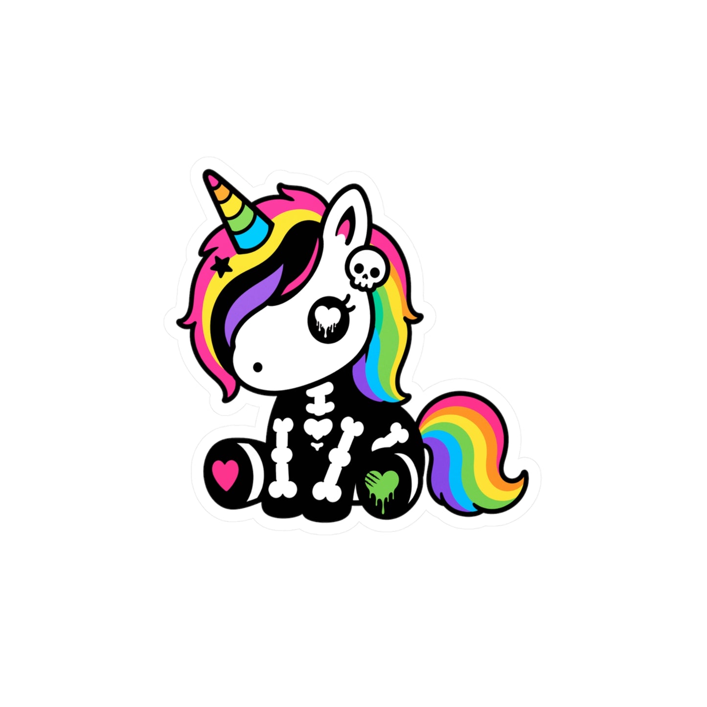 Rainbow Skeleton Unicorn Vinyl Sticker – Scene Kid Style
