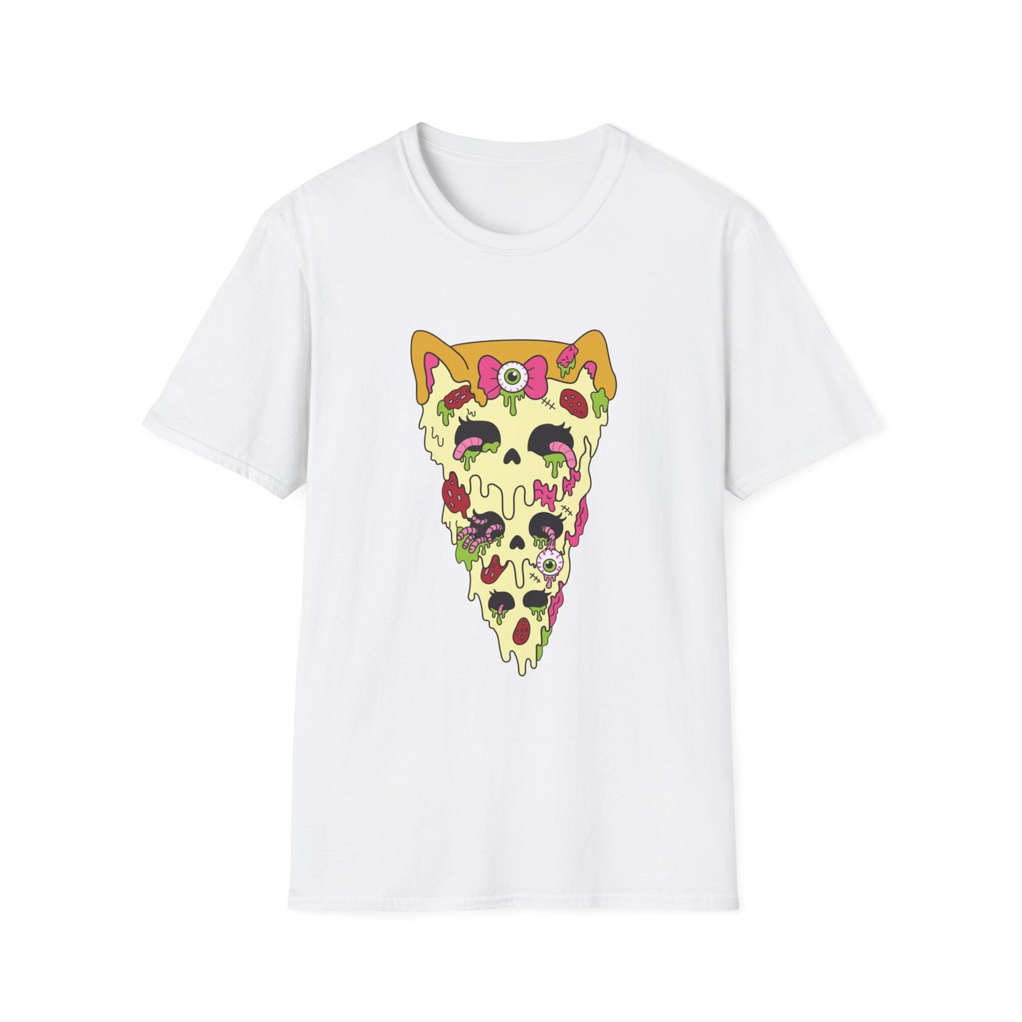 Zombie Kitty Pizza Graphic T-Shirt – Creepy Cutegore Pizza Slice Tee (XS–5XL)