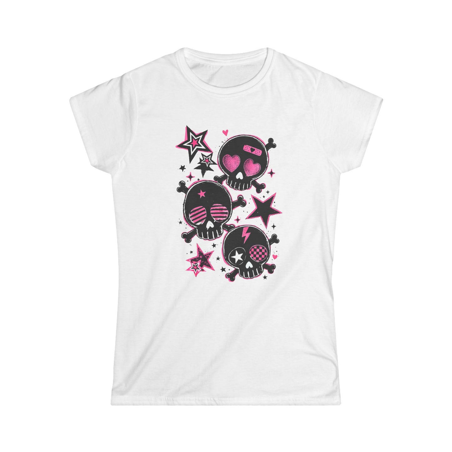 Pink Skull Star Women’s Tee | Scene Emo Graphic T-Shirt