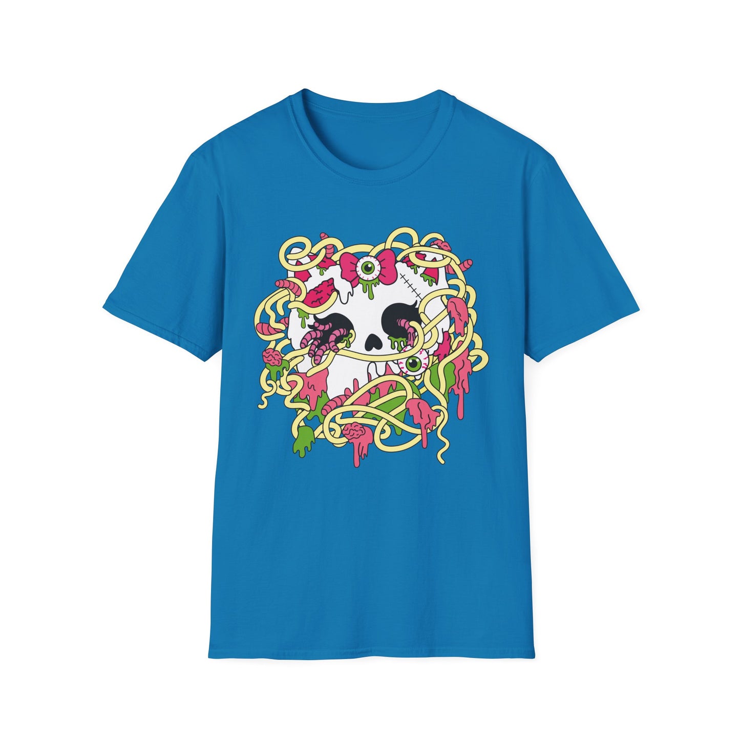 Zombie Kitty Spaghetti Graphic T-Shirt – Creepy Cutegore Noodle Monster Tee (XS–5XL)