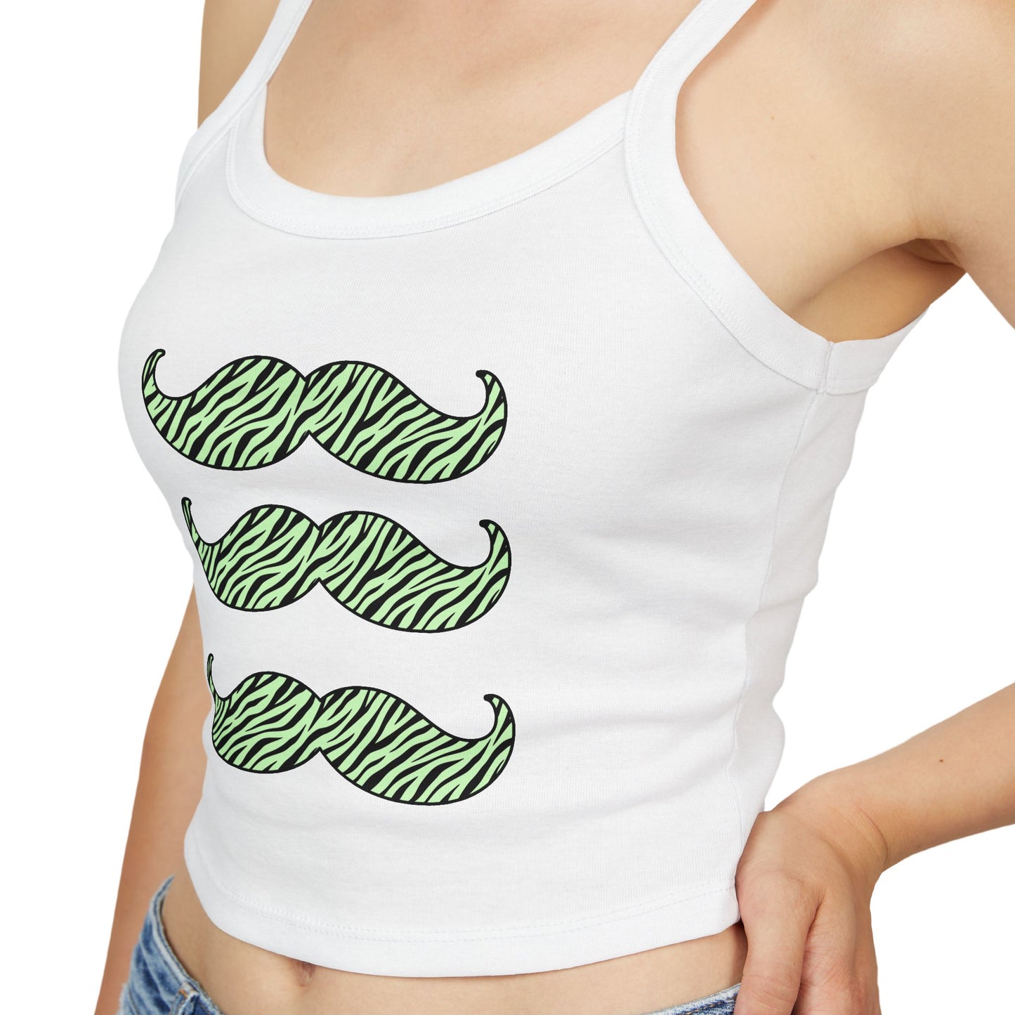 Neon Green Zebra Mustache Crop Tank Top – Emo Scene Kid, XS–2XL