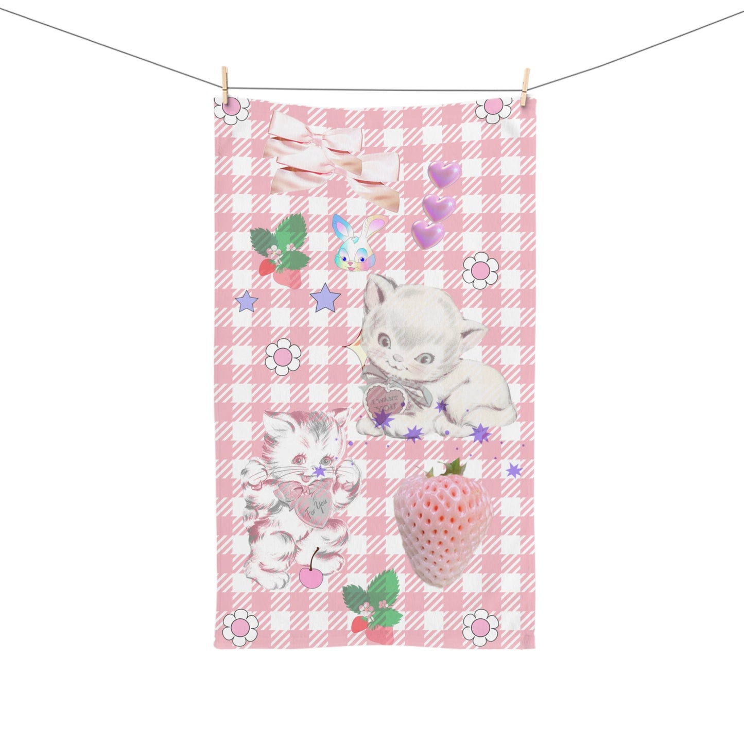 Kitty Retro Lover Hand Towel