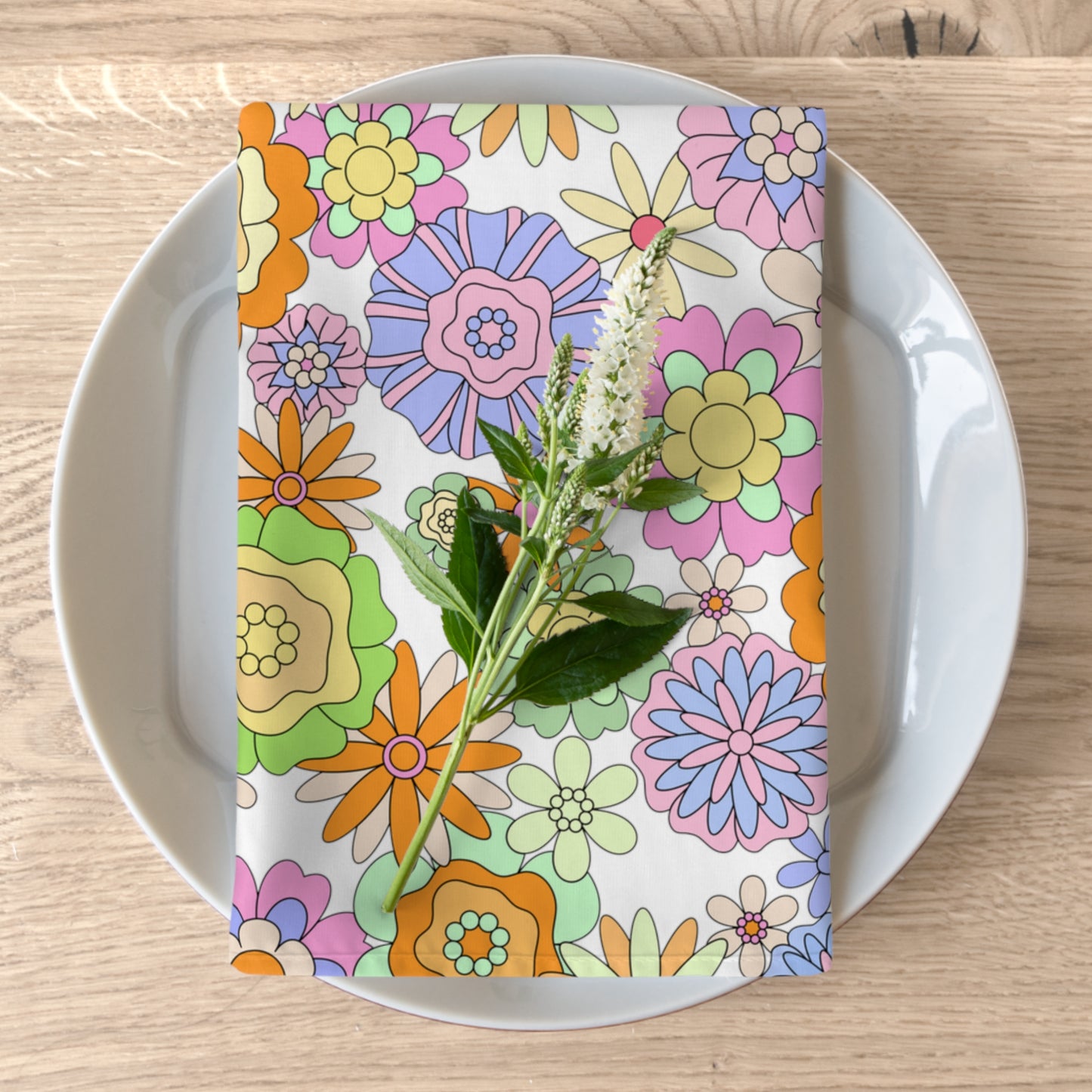 Retro Flower Child Green Napkins