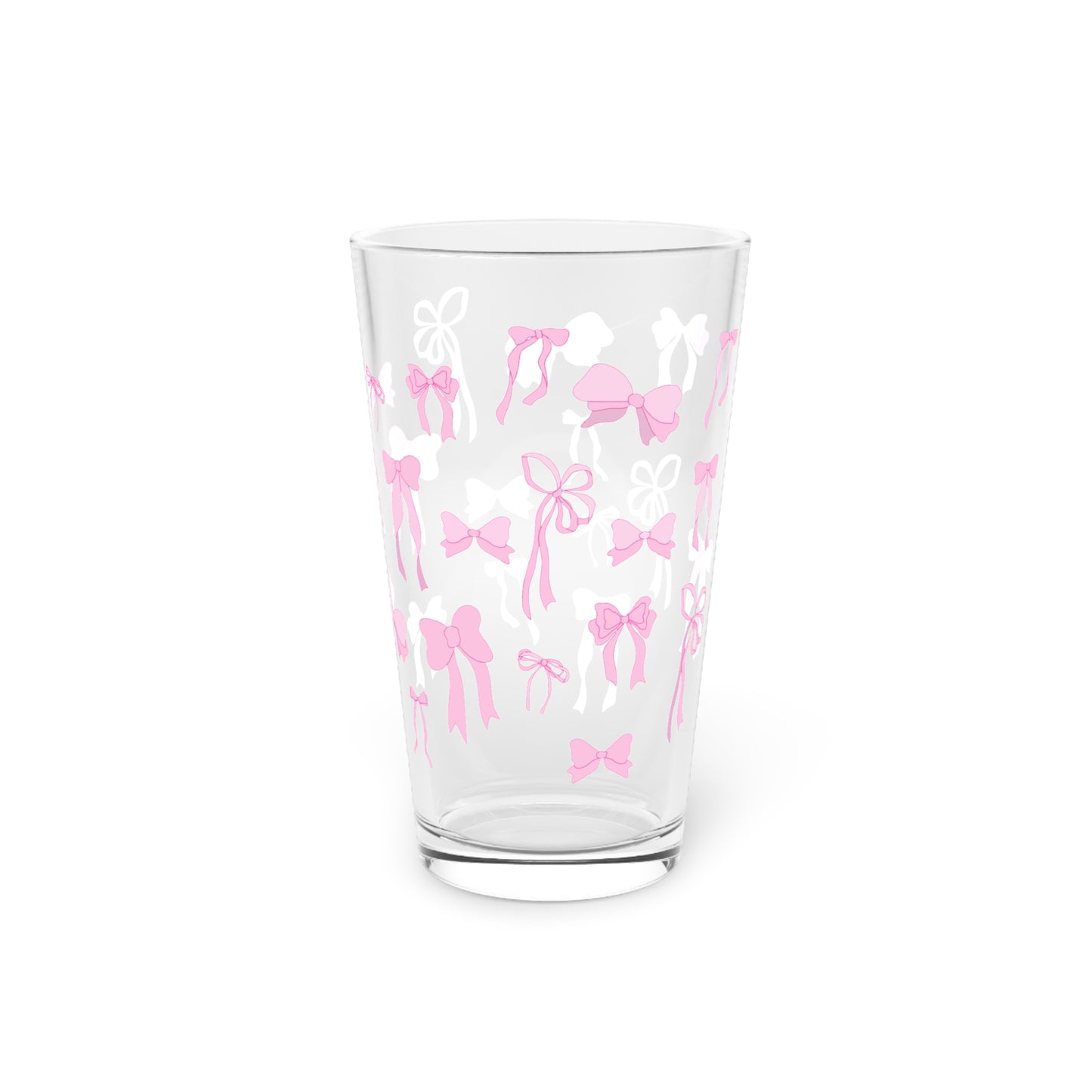 Soft Girl Aesthetic Pink Bow Pint Glass, 16oz