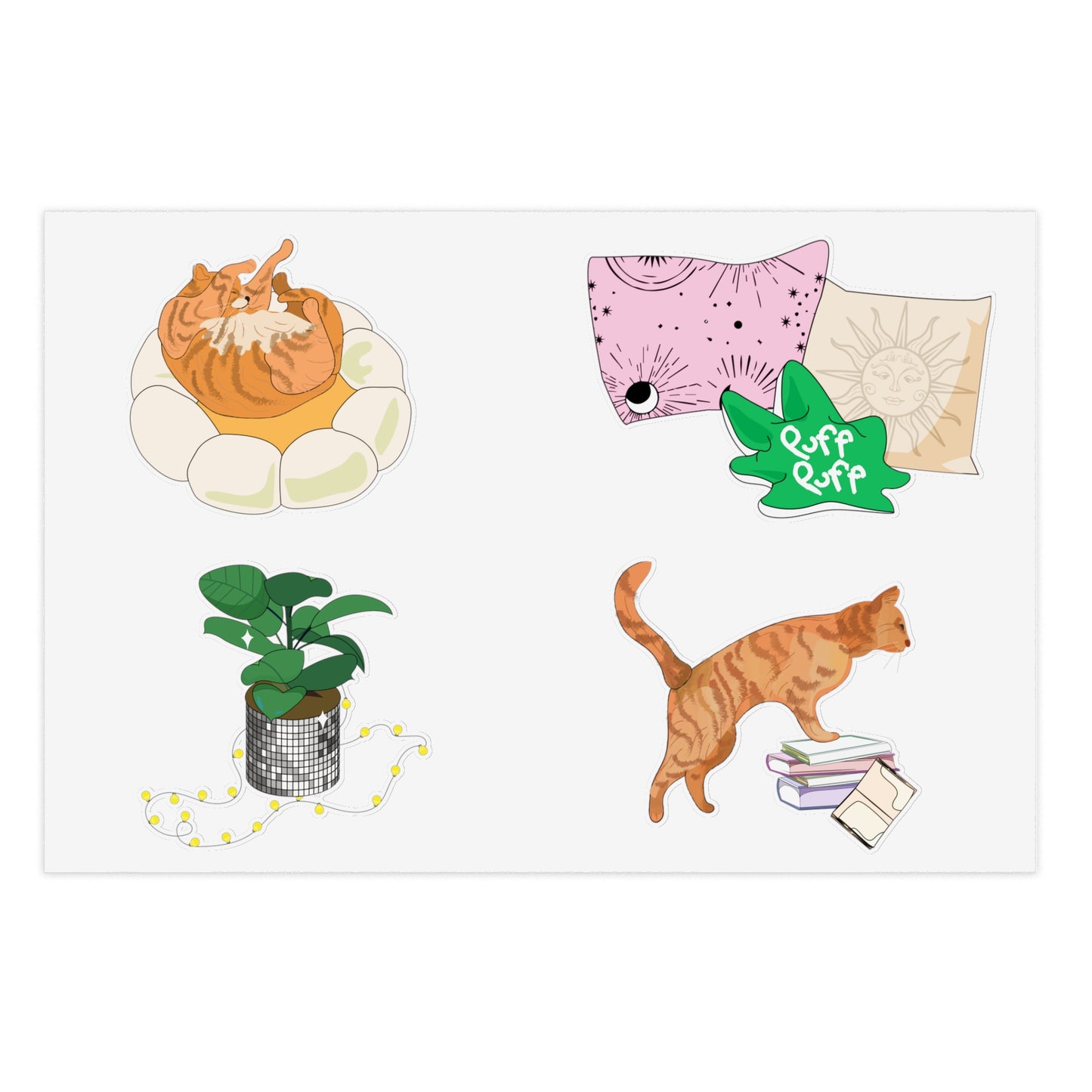 Soft Grunge Night Chilling Neko Sticker Sheets