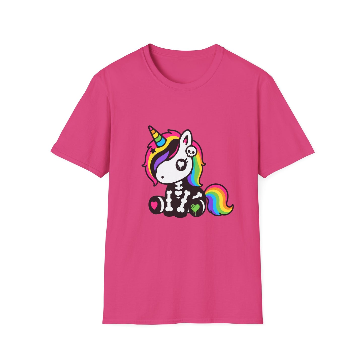 Rainbow Skeleton Unicorn Unisex T-Shirt – Scene Kid Style, S–4XL