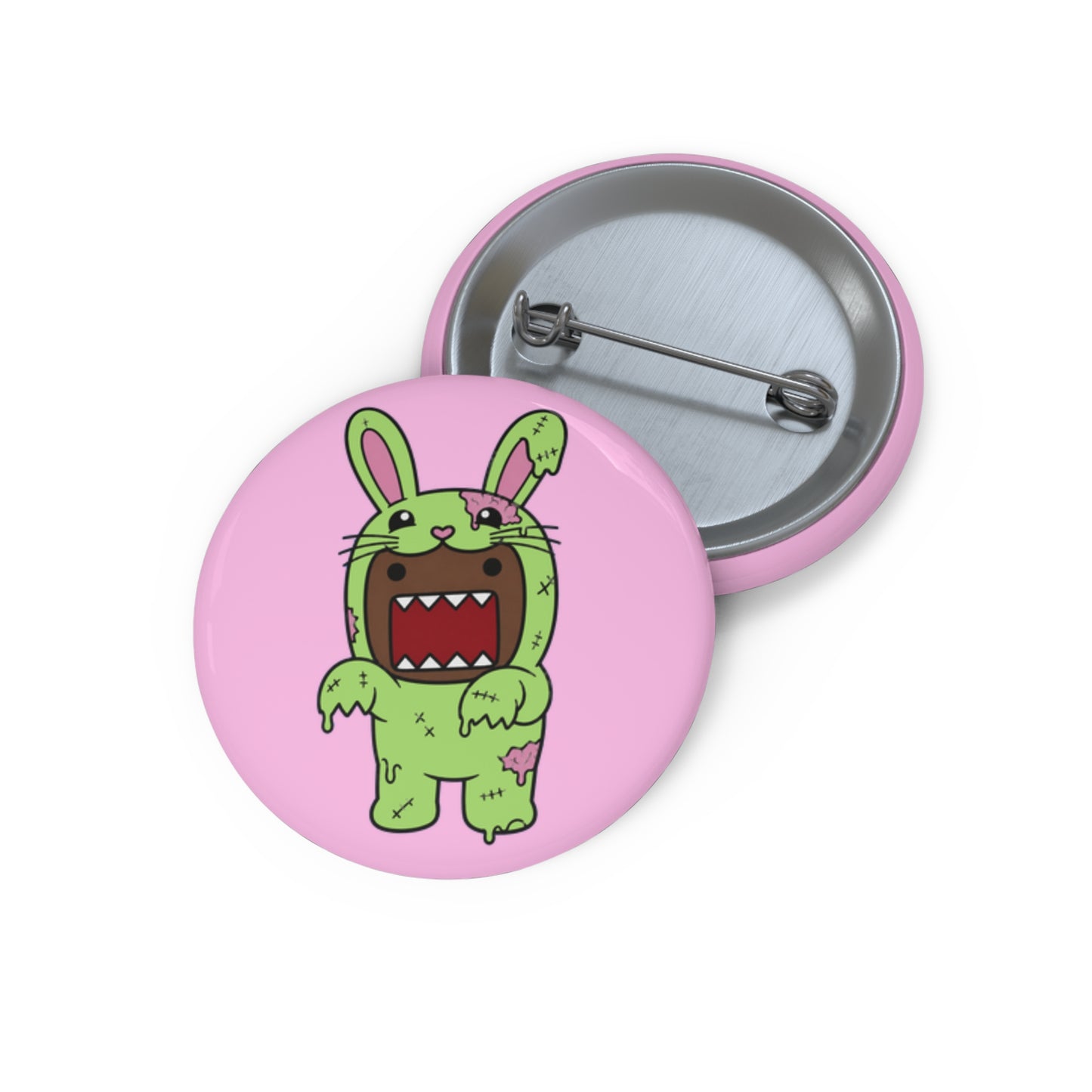 Zombie Bunny Illustration Pin Button | Cute Monster Horror Badge
