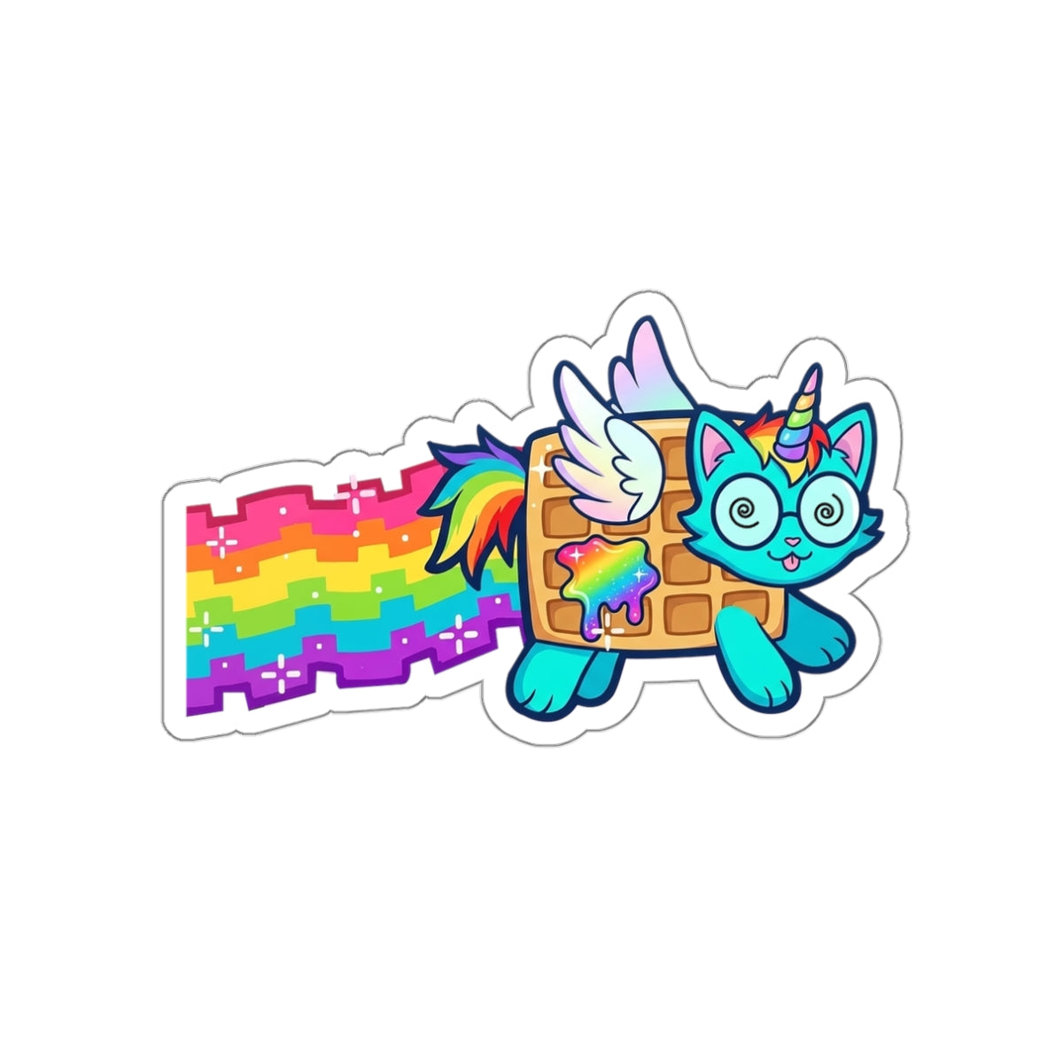 Rainbow Nyan Cat Waffle Unicorn Sticker | Die-Cut Sticker