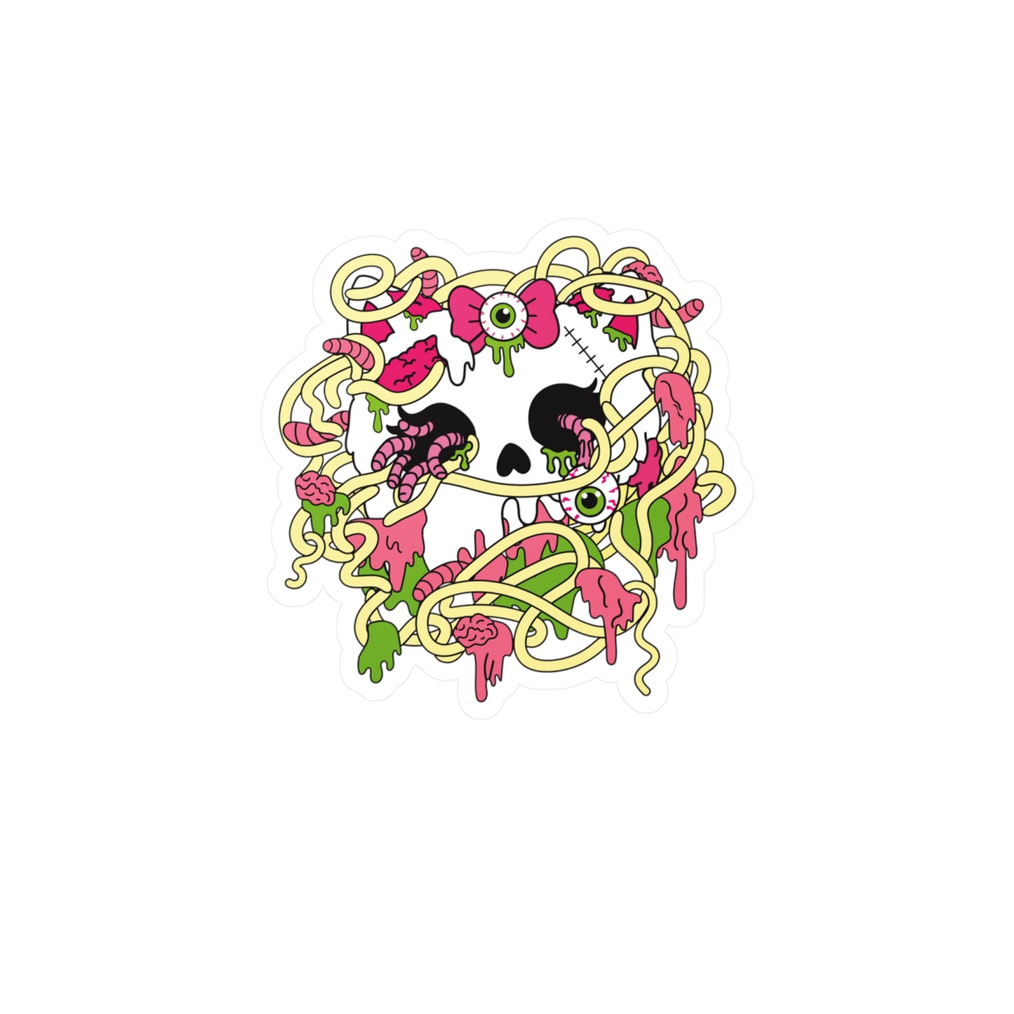 Zombie Kitty Spaghetti Kiss-Cut Vinyl Sticker