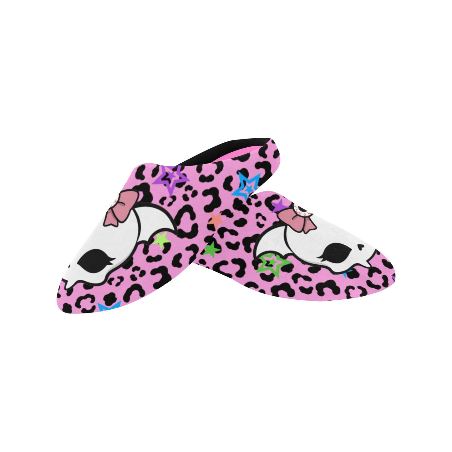 Bat Skull Eye Bow Women's Non-Slip Cotton Slippers (US 5–12)
