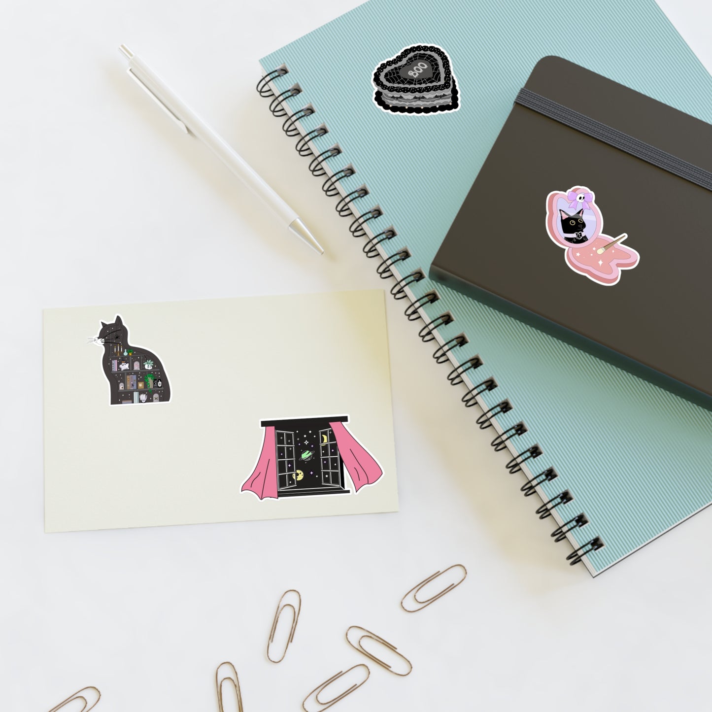 Kawaii Goth Kitty Sticker Sheets