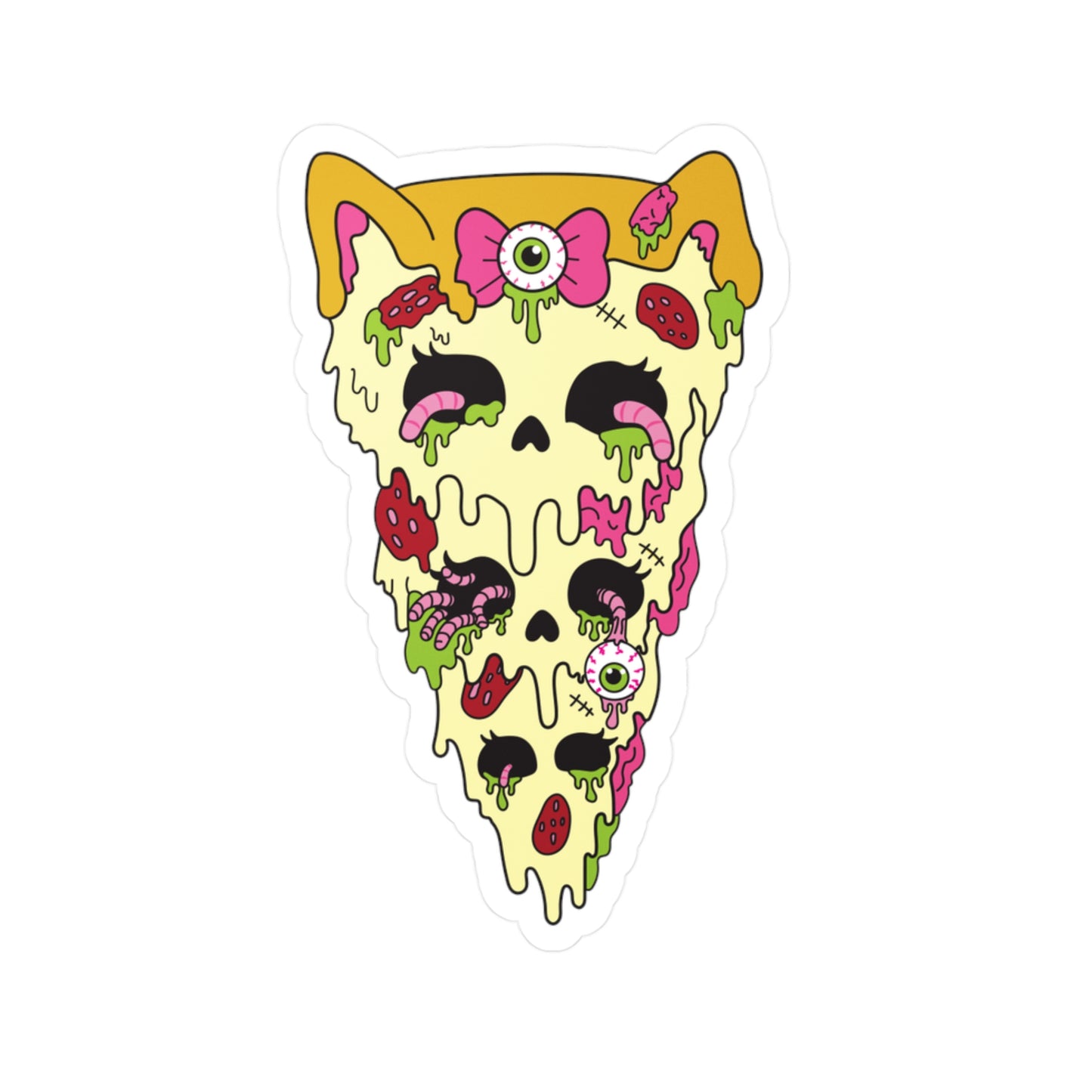 Zombie Kitty Pizza Kiss-Cut Vinyl Sticker