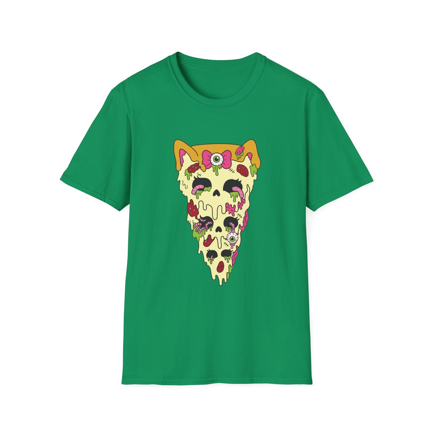 Zombie Kitty Pizza Graphic T-Shirt – Creepy Cutegore Pizza Slice Tee (XS–5XL)