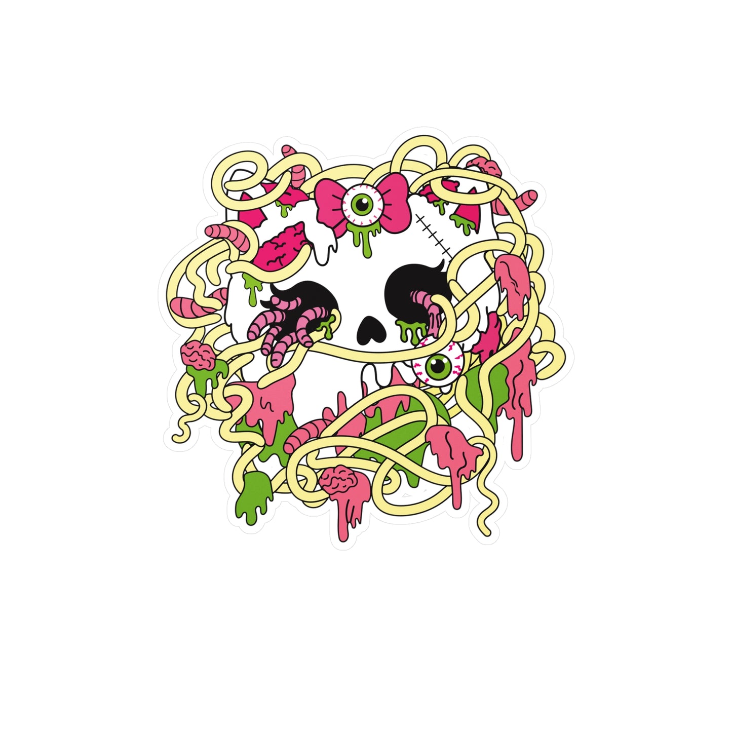 Zombie Kitty Spaghetti Kiss-Cut Vinyl Sticker