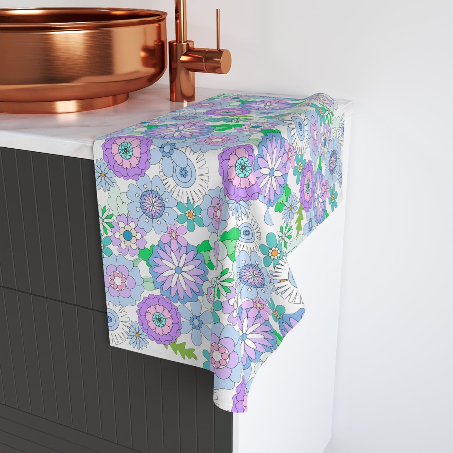 Retro Flower Child Hand Towel