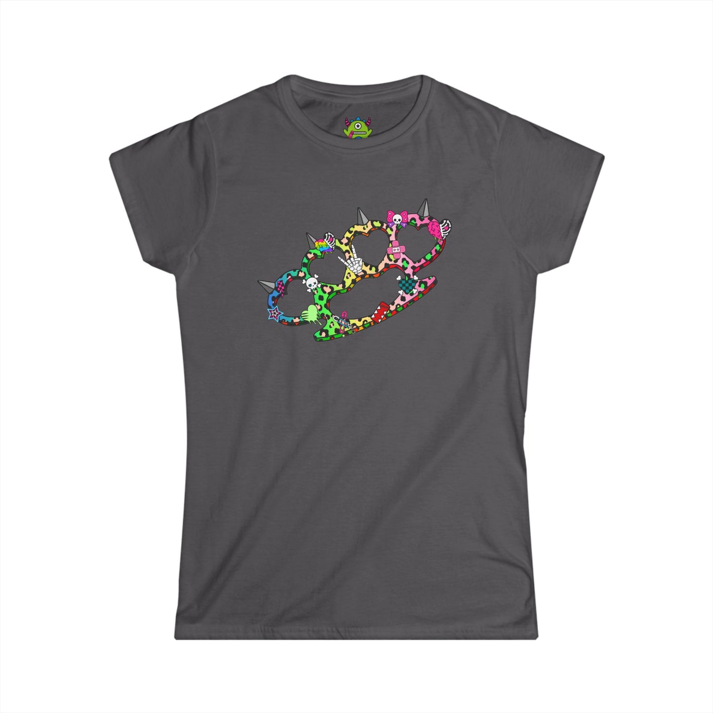 Rainbow Brass Knuckle Women's Graphic Tee – Emo Scene Y2K Baby Tee