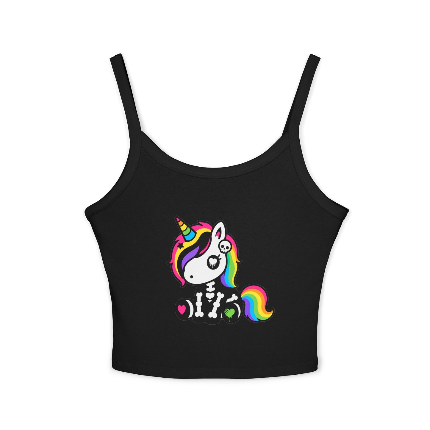 Rainbow Skeleton Unicorn Crop Tank Top – Scene Kid Style, XS–2XL