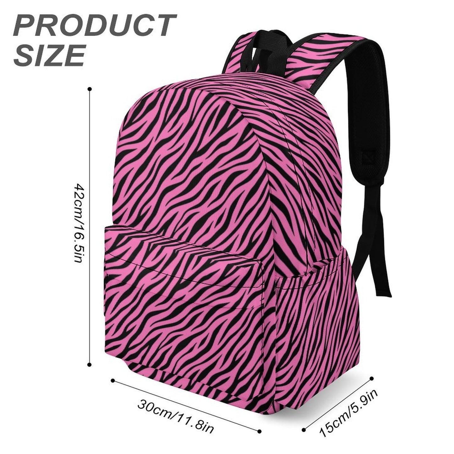 Hot Pink Zebra Scene Backpack – Black Y2K Emo Bag