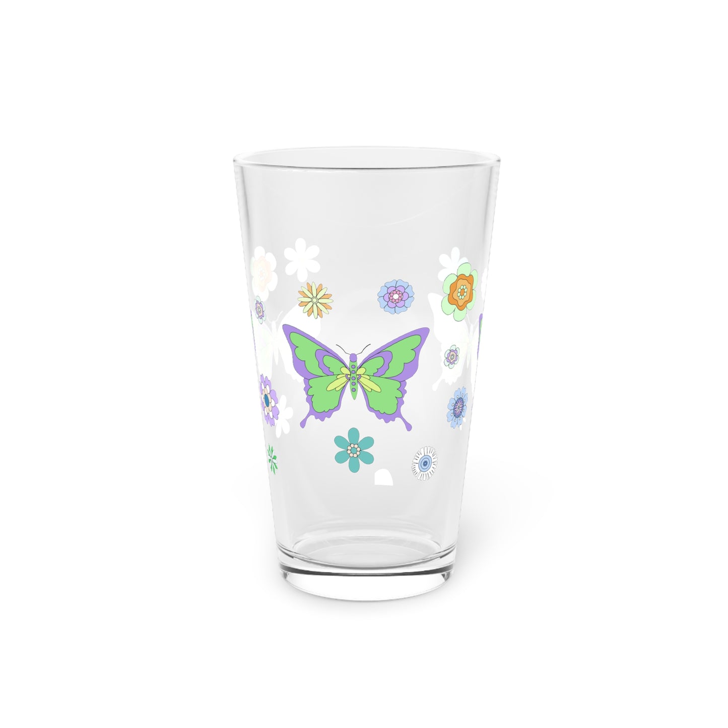 Retro Hippies Butterfly Pint Glass