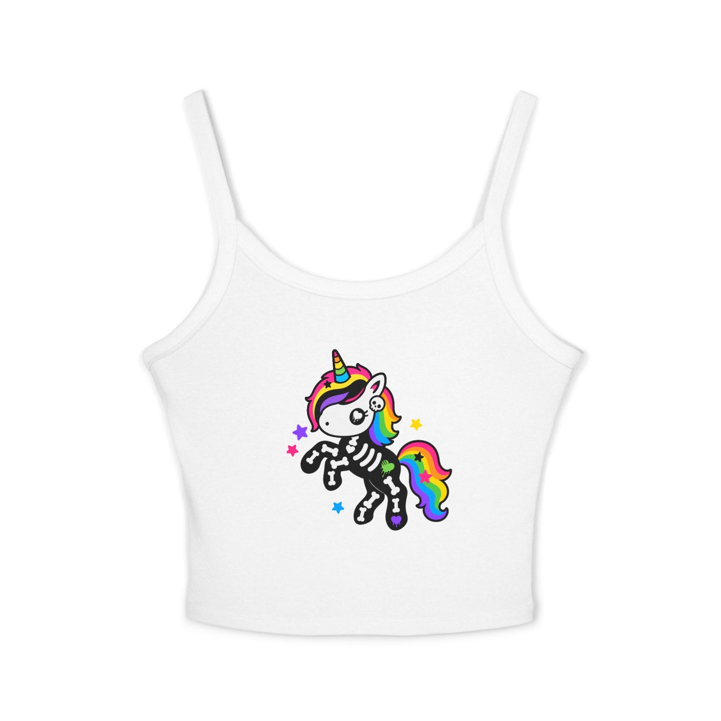 Rainbow Skeleton Unicorn Crop Tank Top – Emo Scene Kid, XS–2XL
