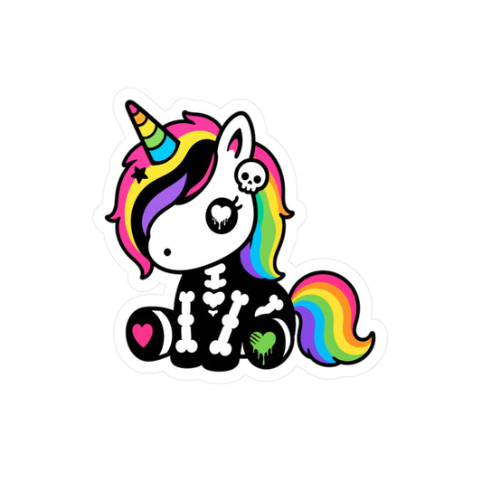 Rainbow Skeleton Unicorn Vinyl Sticker – Scene Kid Style