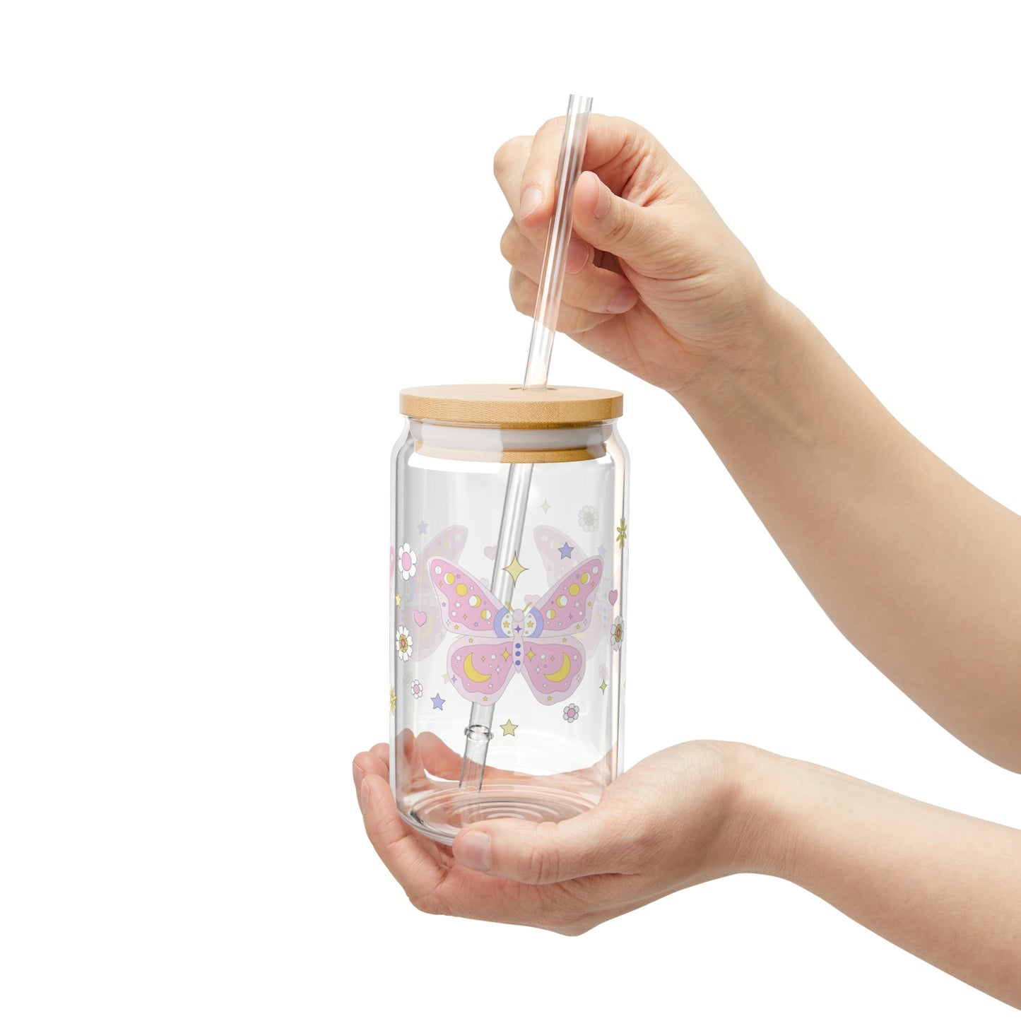 KawaII Pastel Soft Grunge Butterfly Sipper Glass