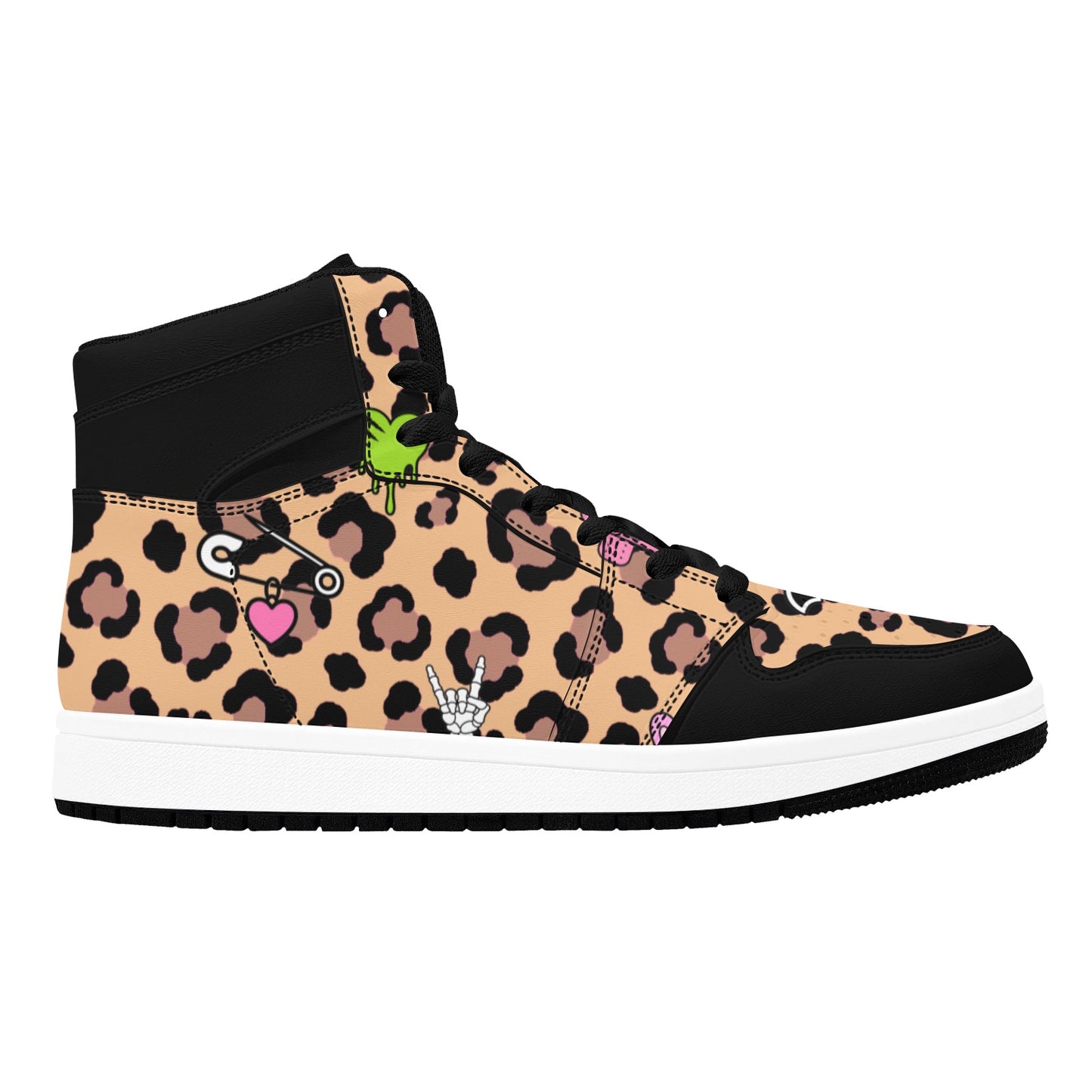 Leopard Bunny Skull Women's High Top Sneakers