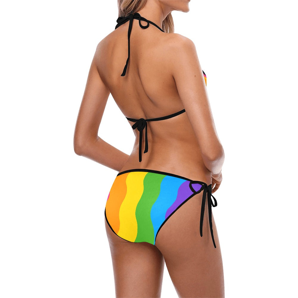 Rainbow Skull Kitty Bikini Set – Scene Kid Kawaii Goth Women's Swimsuit XS–5XL